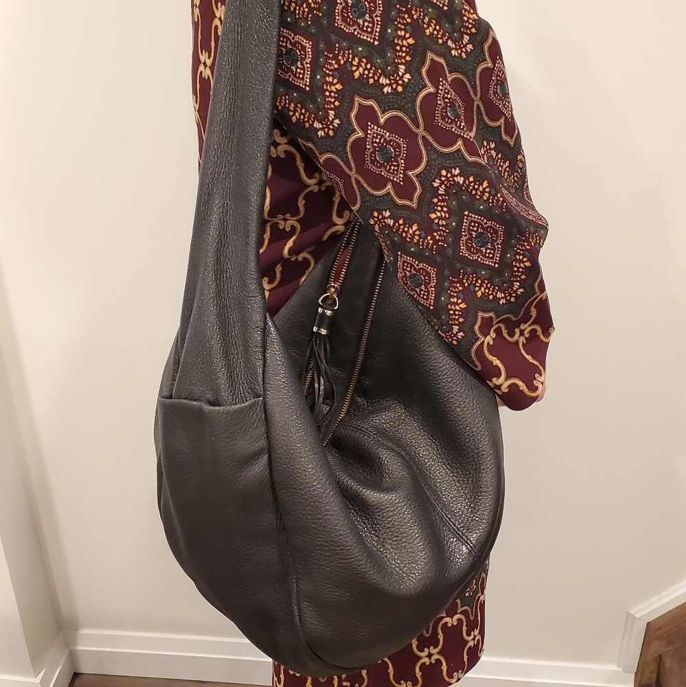 Lancel Black Leather Boho Shoulder Bag